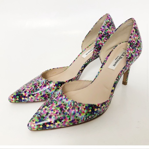 L.K. Bennett Flossie D’Orsay Heels 38 Confetti Print - Picture 2 of 7